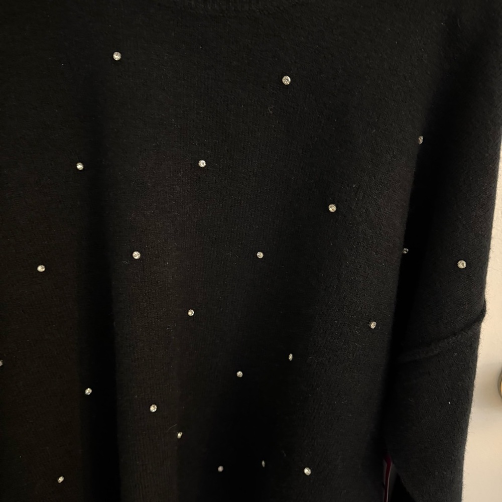 Vince Camuto Black Rhinestone Studded Oversized Sweater XL NWT - Picture 2 of 9